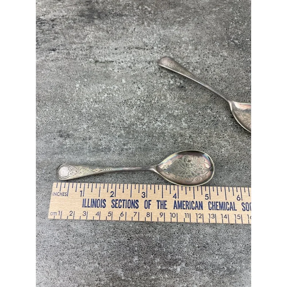Antique Engraved Silver Plated Spoon Ornate Filigree Price Per Spoon